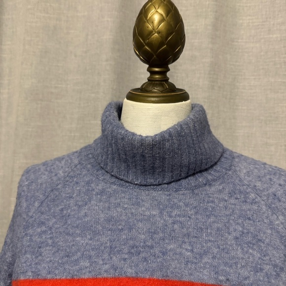 J Crew Sweater-Sz L-Tipped Turtle Neck-River/Sunset Striped-Merino/Alpaca/Poly - Picture 6 of 16